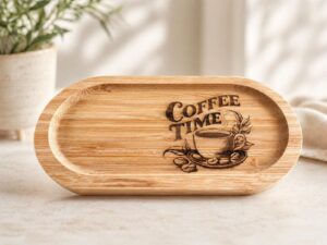 Holzbrettchen aus Bambus mit Gravur Coffee Time