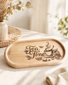 Holzbrettchen aus Bambus mit Gravur Tea Time