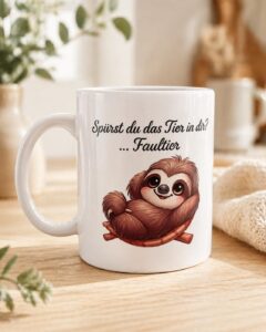 Tasse mit Motiv Faultier