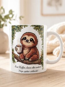 Tasse mit Motiv erst kaffee
