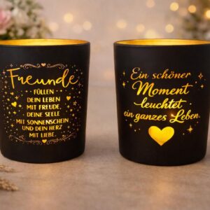 Glas-Teelichthalter mit Gravur und Motivauswahl