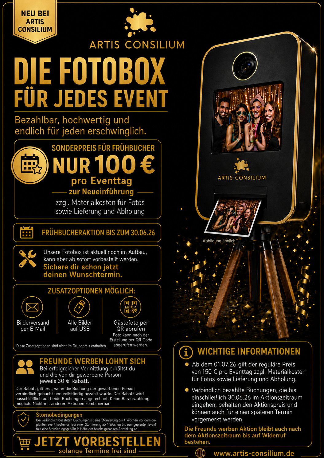 Neu bei Artis Consilium: Die Fotobox ist jetzt online buchbar